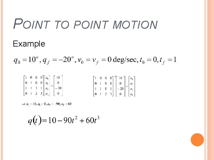 POINT TO POINT MOTION Example 