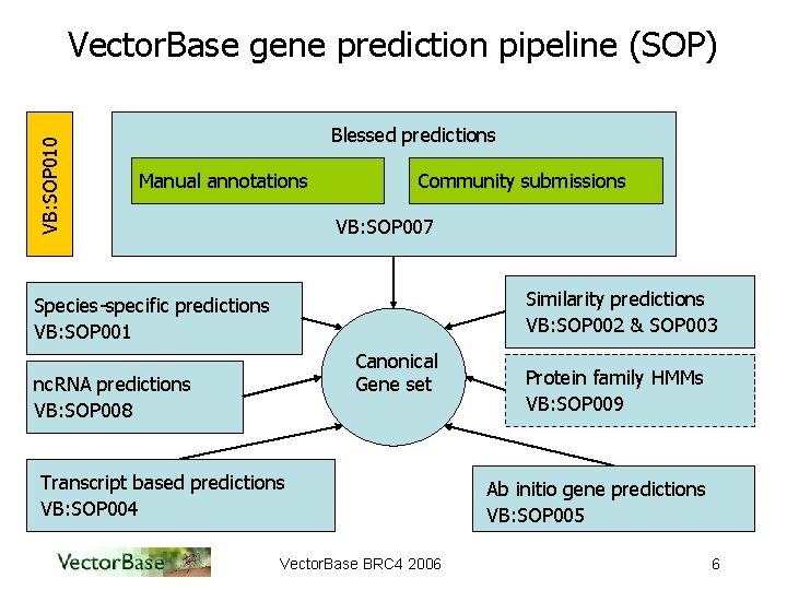 VB: SOP 010 Vector. Base gene prediction pipeline (SOP) Blessed predictions Manual annotations Community