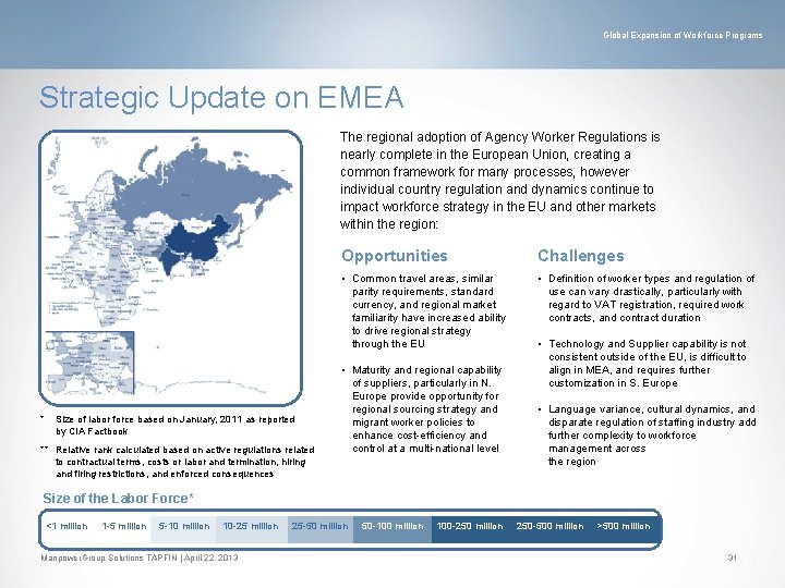 Global Expansion of Workforce Programs Strategic Update on EMEA The regional adoption of Agency