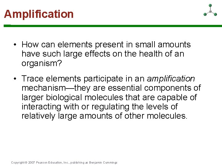 Amplification • How can elements present in small amounts have such large effects on