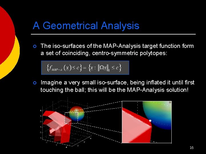 A Geometrical Analysis ¡ The iso-surfaces of the MAP-Analysis target function form a set