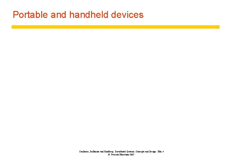 Portable and handheld devices Coulouris, Dollimore and Kindberg Distributed Systems: Concepts and Design Edn.