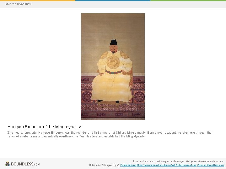 Chinese Dynasties Hongwu Emperor of the Ming dynasty Zhu Yuanzhang, later Hongwu Emperor, was