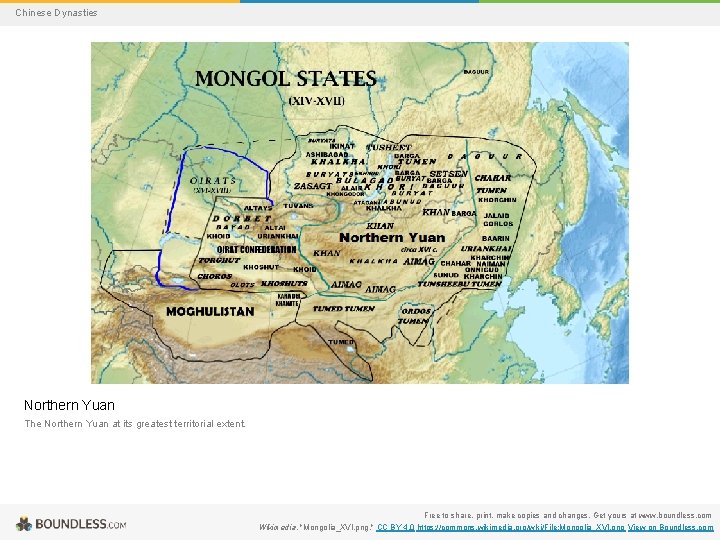 Chinese Dynasties Northern Yuan The Northern Yuan at its greatest territorial extent. Free to