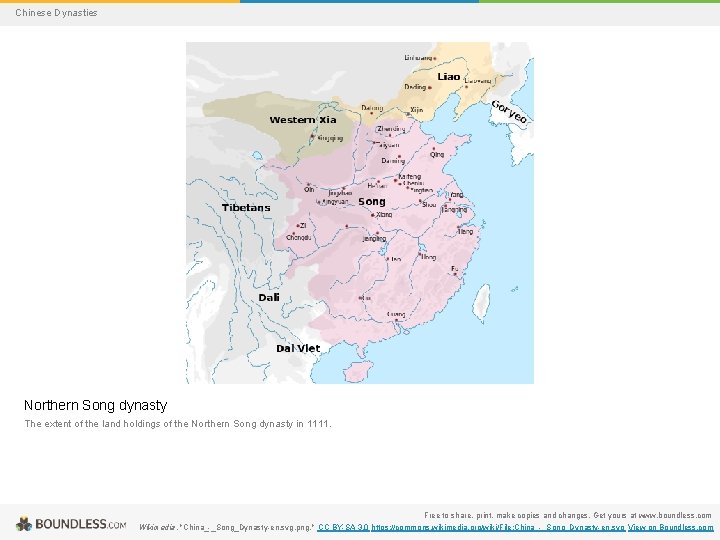 Chinese Dynasties Northern Song dynasty The extent of the land holdings of the Northern