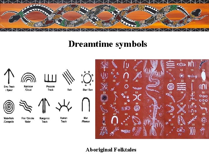 Dreamtime symbols Aboriginal Folktales 