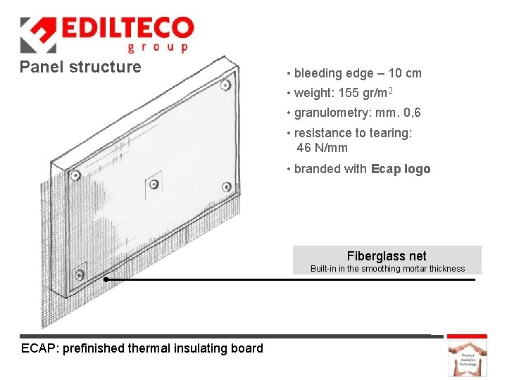 Panel structure • bleeding edge – 10 cm • weight: 155 gr/m 2 •