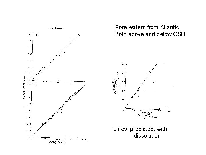 Pore waters from Atlantic Both above and below CSH Lines: predicted, with dissolution 