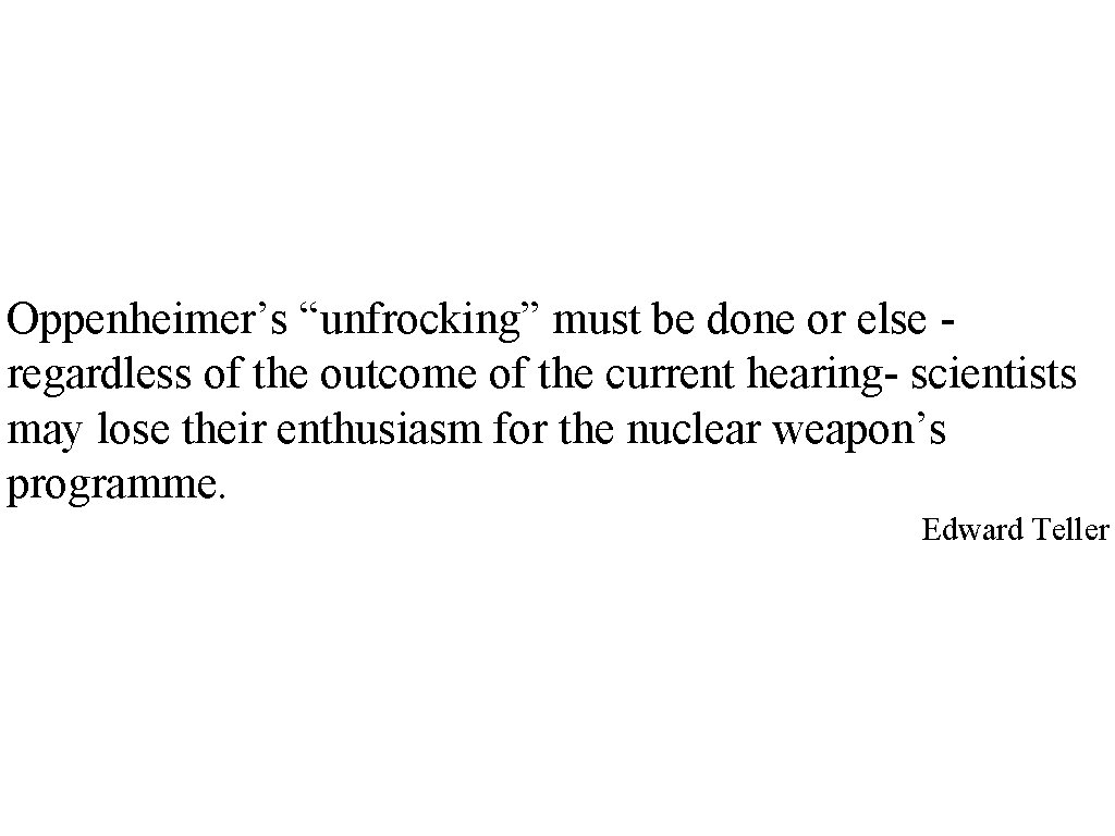 Oppenheimer’s “unfrocking” must be done or else regardless of the outcome of the current