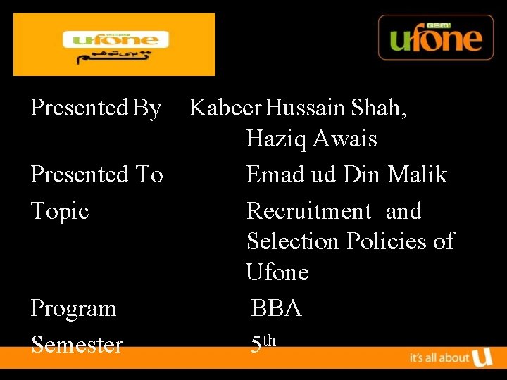 Presented By Kabeer Hussain Shah, Haziq Awais Presented To Emad ud Din Malik Topic