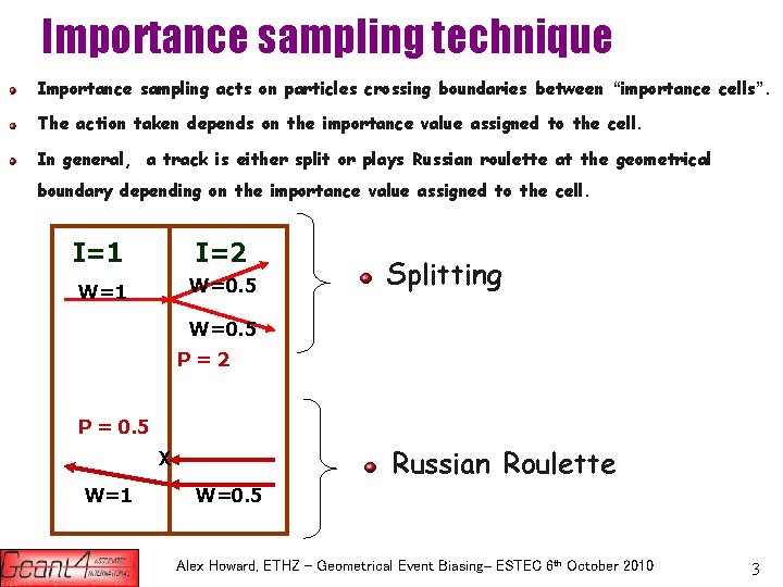 Importance sampling technique Importance sampling acts on particles crossing boundaries between “importance cells”. The