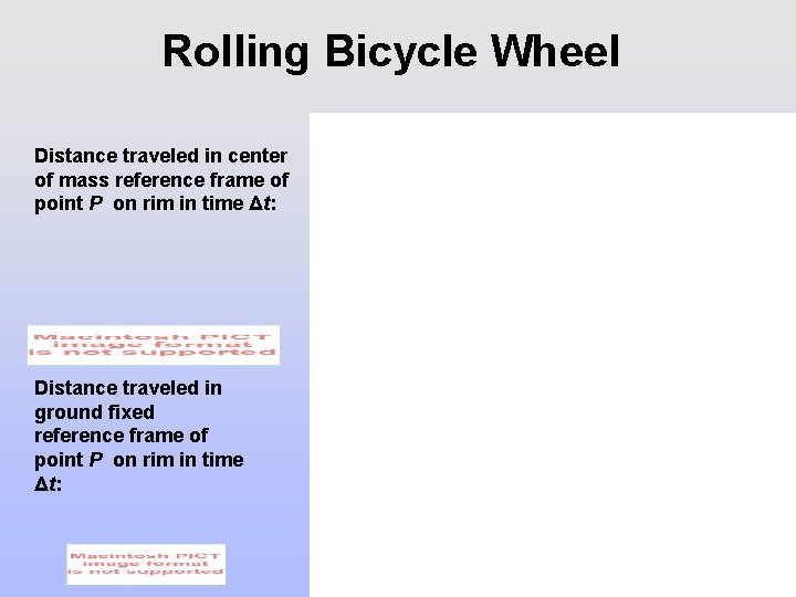 Rolling Bicycle Wheel Distance traveled in center of mass reference frame of point P