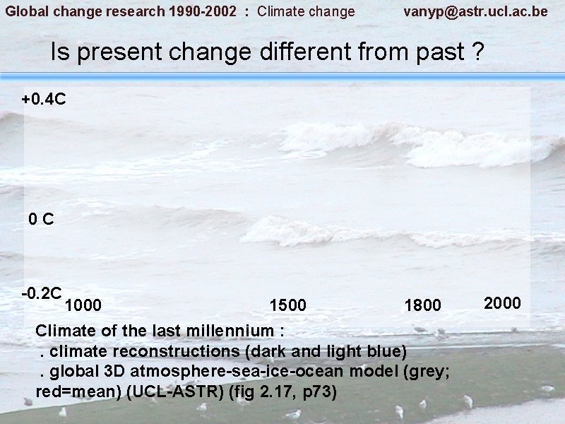 Global change research 1990 -2002 : Climate change vanyp@astr. ucl. ac. be Is present