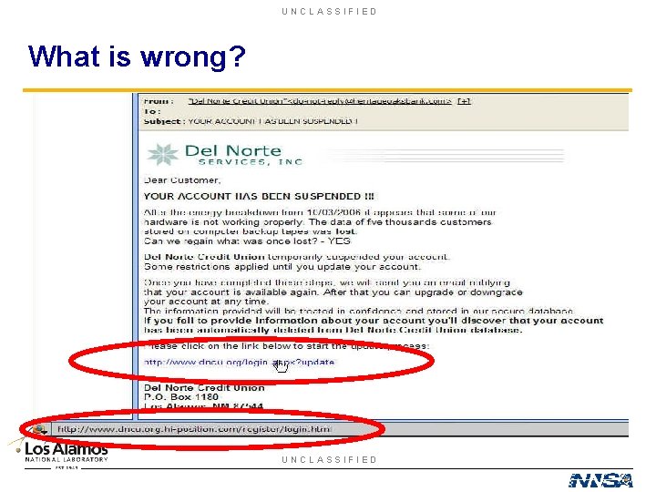 UNCLASSIFIED What is wrong? UNCLASSIFIED 