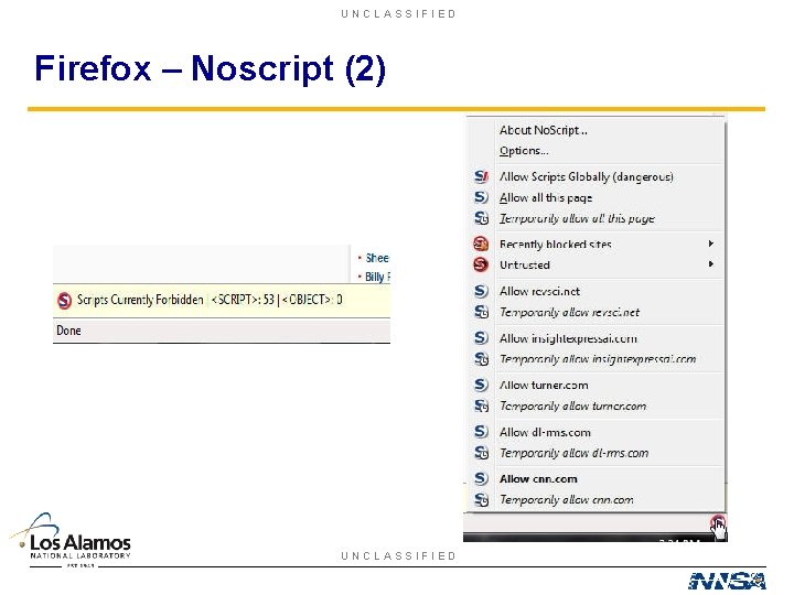 UNCLASSIFIED Firefox – Noscript (2) UNCLASSIFIED 