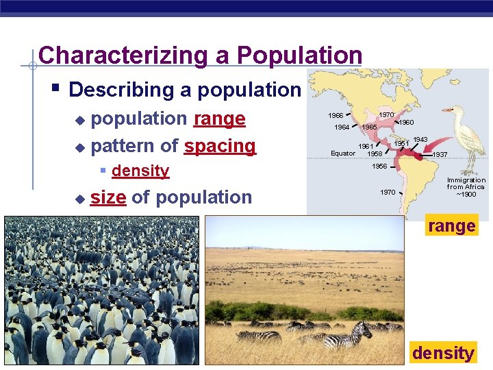 Characterizing a Population § Describing a population range u pattern of spacing u §