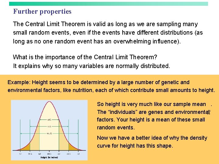Further properties The Central Limit Theorem is valid as long as we are sampling