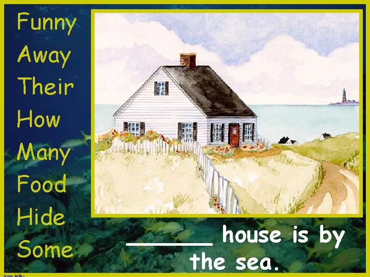 Funny Away Their How Many Food Hide Some ______ house is by the sea.