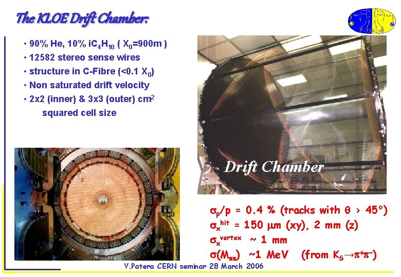 The KLOE Drift Chamber: • 90% He, 10% i. C 4 H 10 (