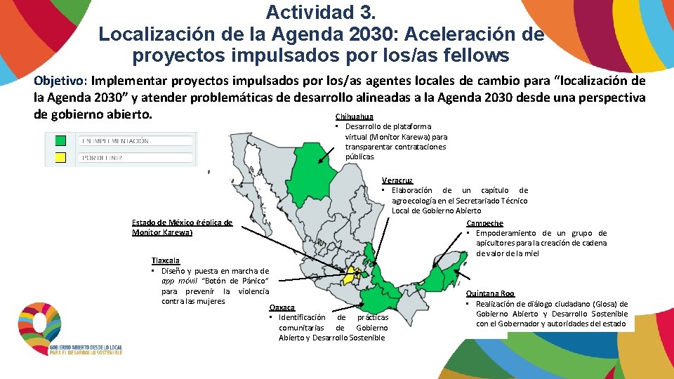 Actividad 3. Localización de la Agenda 2030: Aceleración de proyectos impulsados por los/as fellows