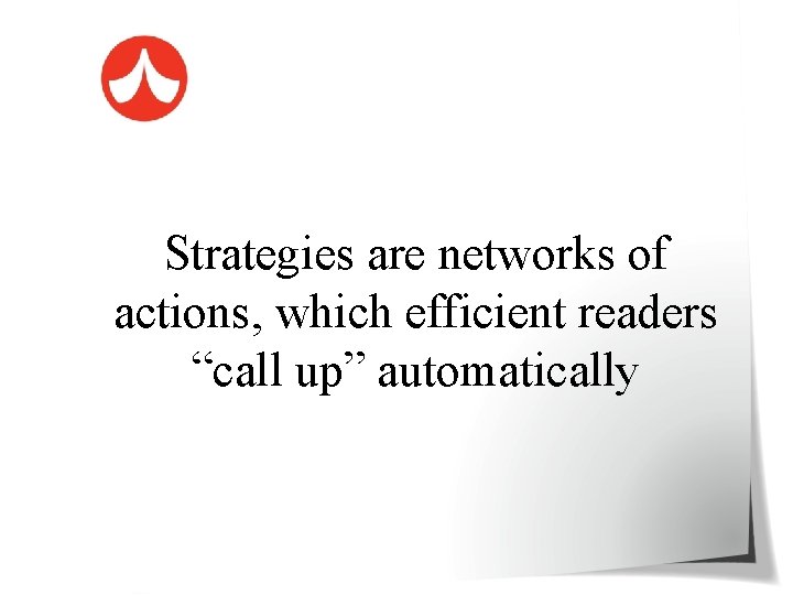 Strategies are networks of actions, which efficient readers “call up” automatically 