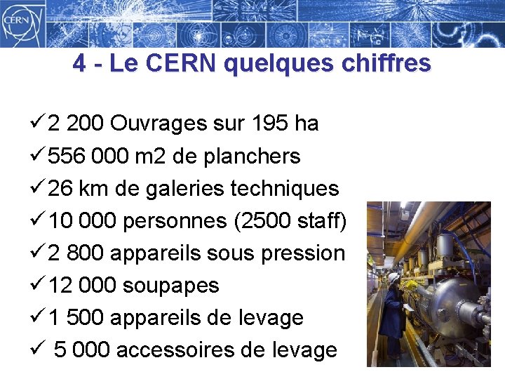 4 - Le CERN quelques chiffres ü 2 200 Ouvrages sur 195 ha ü