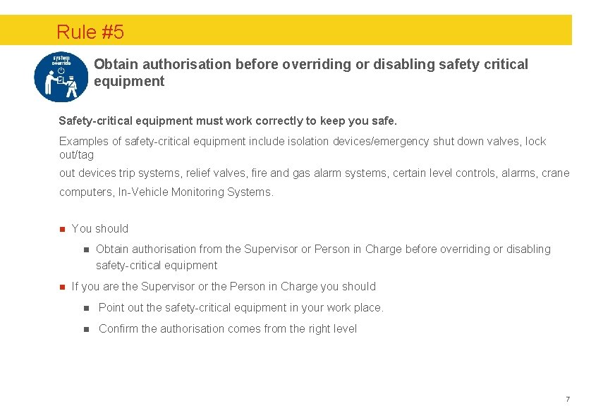 LifeSaving Rules Guidance for employee and sub contractor