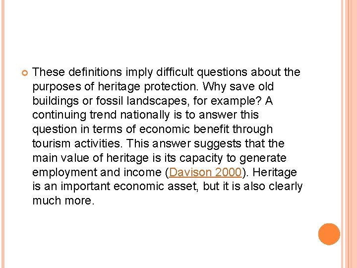 AN INTRODUCTION TO CULTURAL HERITAGE October 29 th