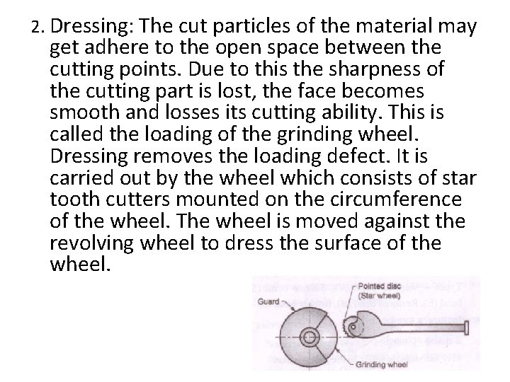 2. Dressing: The cut particles of the material may get adhere to the open