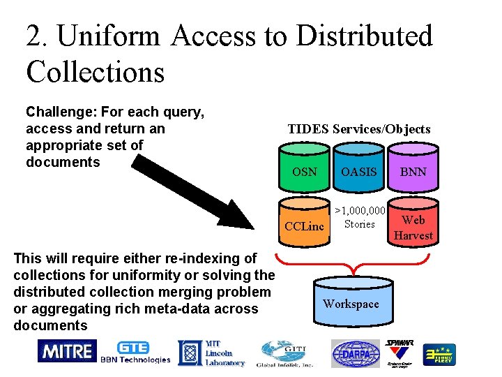 2. Uniform Access to Distributed Collections Challenge: For each query, access and return an