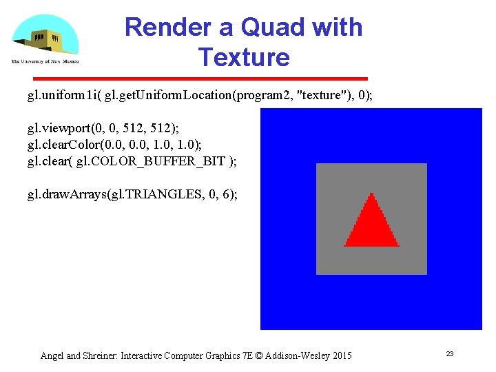 Render a Quad with Texture gl. uniform 1 i( gl. get. Uniform. Location(program 2,