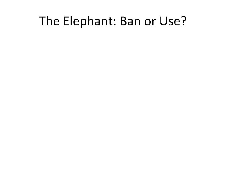 The Elephant: Ban or Use? 