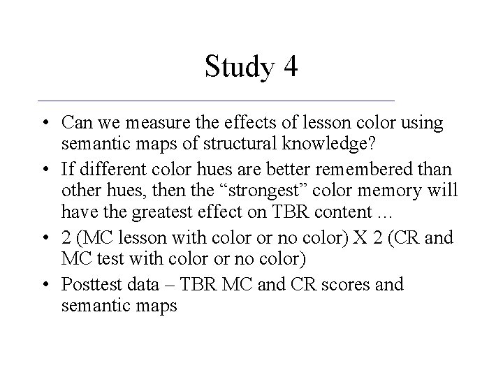 Study 4 • Can we measure the effects of lesson color using semantic maps