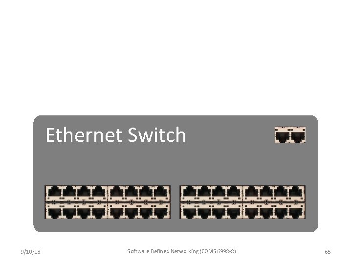 Ethernet Switch 9/10/13 Software Defined Networking (COMS 6998 -8) 65 