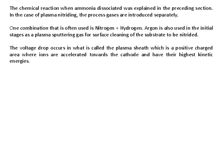 The chemical reaction when ammonia dissociated was explained in the preceding section. In the