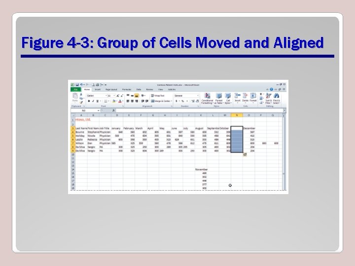 Figure 4 -3: Group of Cells Moved and Aligned 