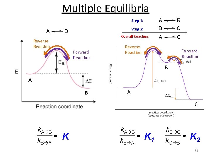 Multiple Equilibria Step 1: A Step 2: B Reverse Reaction Overall Reaction: Forward Reaction