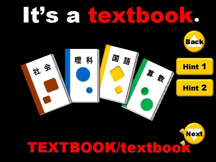 It’s a textbook Back Hint 1 Hint 2 Next TEXTBOOK/textbook 