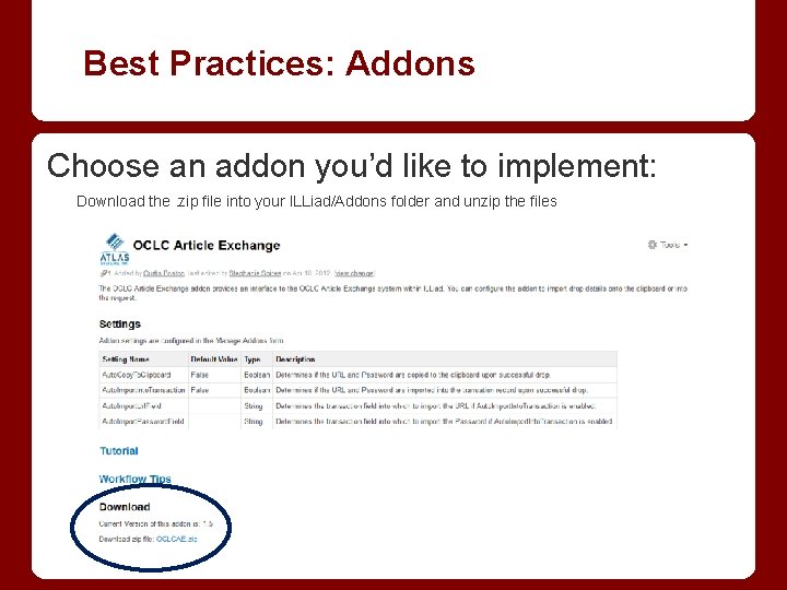 Best Practices: Addons Choose an addon you’d like to implement: Download the. zip file