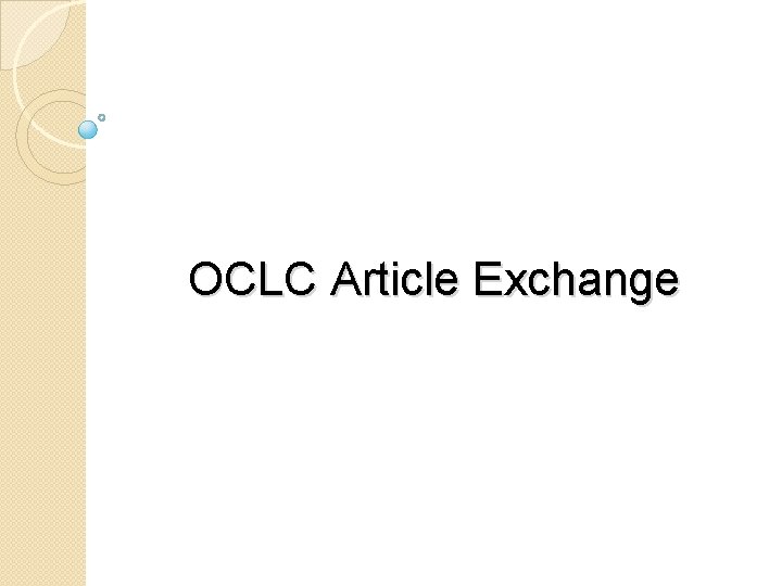 OCLC Article Exchange 