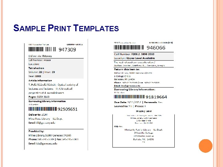 SAMPLE PRINT TEMPLATES 