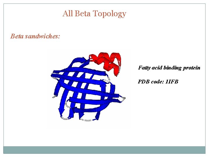 All Beta Topology Beta sandwiches: Fatty acid binding protein PDB code: 1 IFB 