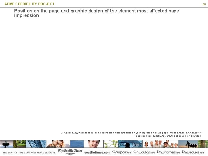 APME CREDIBILITY PROJECT 40 Position on the page and graphic design of the element