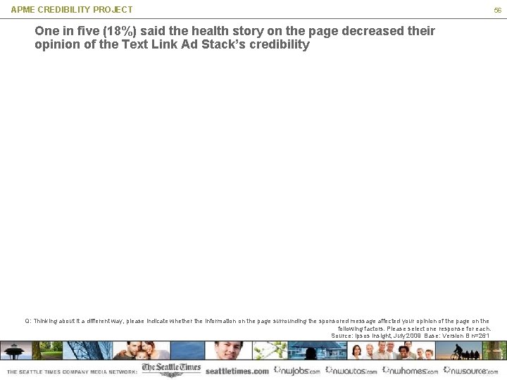 APME CREDIBILITY PROJECT One in five (18%) said the health story on the page