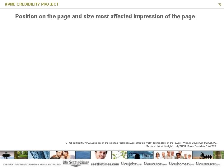 APME CREDIBILITY PROJECT 73 Position on the page and size most affected impression of