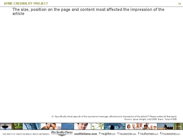 APME CREDIBILITY PROJECT 84 The size, position on the page and content most affected