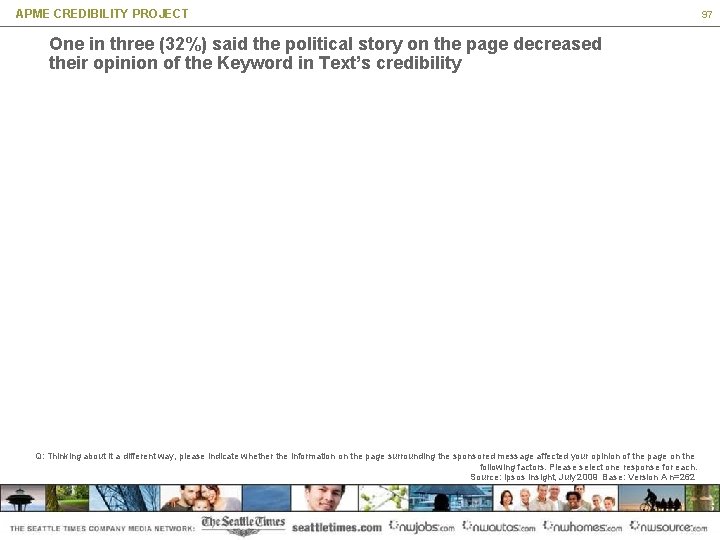 APME CREDIBILITY PROJECT One in three (32%) said the political story on the page