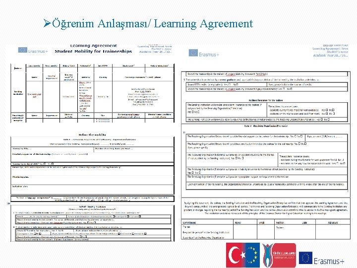 ØÖğrenim Anlaşması/ Learning Agreement 