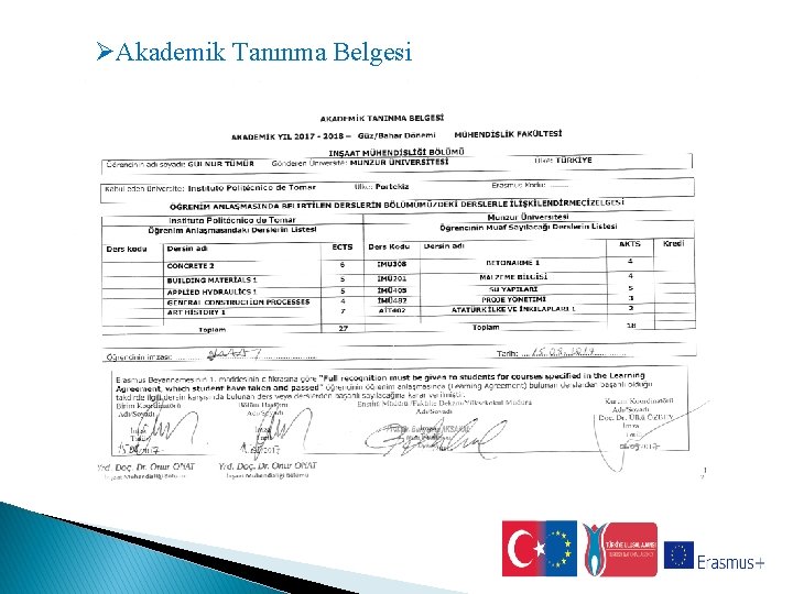 ØAkademik Tanınma Belgesi 