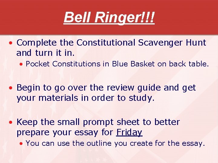 Bell Ringer Turn in the I Civics answer